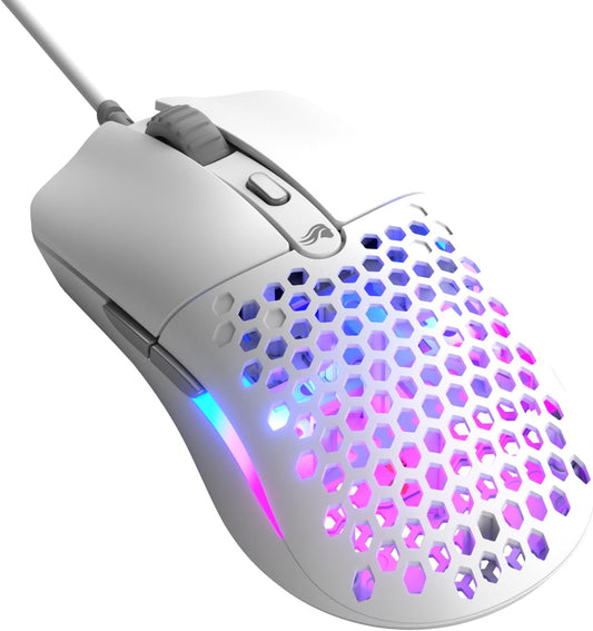 GLORIOUS Model O Eternal Ultralight RGB Gaming Mouse - Wired - 55g Lightweight - Customizable RGB Lighting - 6 Programmable Buttons - Symmetrical Design - 12K DPI Optical Sensor - PC/Mac - White