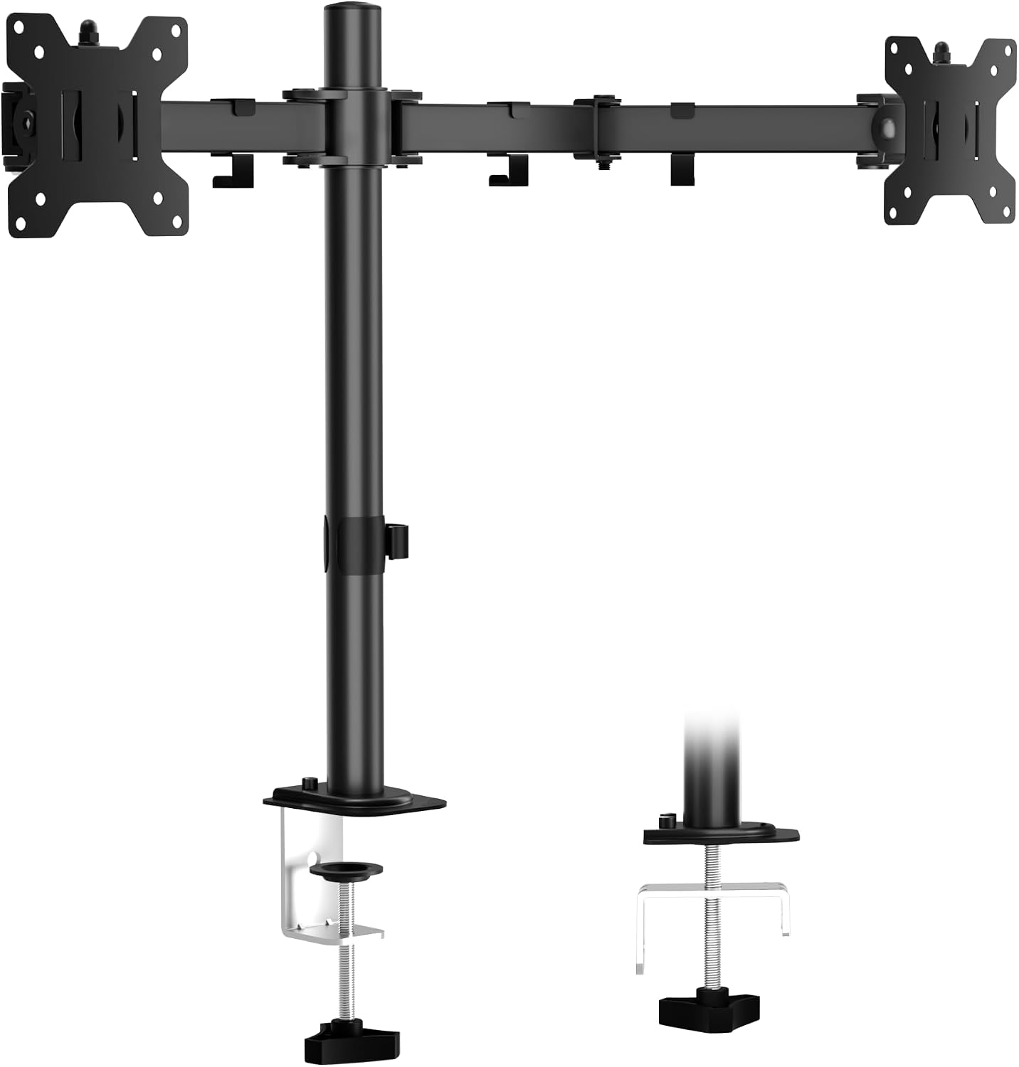 Dual Monitor Stand, Arm Monitor Desk Mount for 13" to 27" 2 Screens, Full Adjustable Height, Tilt Swivel Rotate, Holds 22 lbs per Arm, Easy to Install