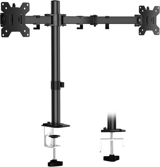 Dual Monitor Stand, Arm Monitor Desk Mount for 13" to 27" 2 Screens, Full Adjustable Height, Tilt Swivel Rotate, Holds 22 lbs per Arm, Easy to Install