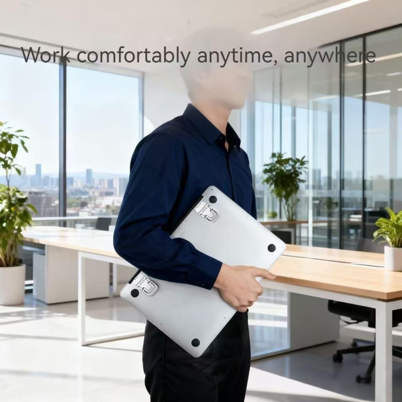 2PCS Laptop Stand, Portable Laptop Cooling Pad, Foldable Metal Keyboard Stand, Mini Keyboard Pillar (Black,Two Gears)