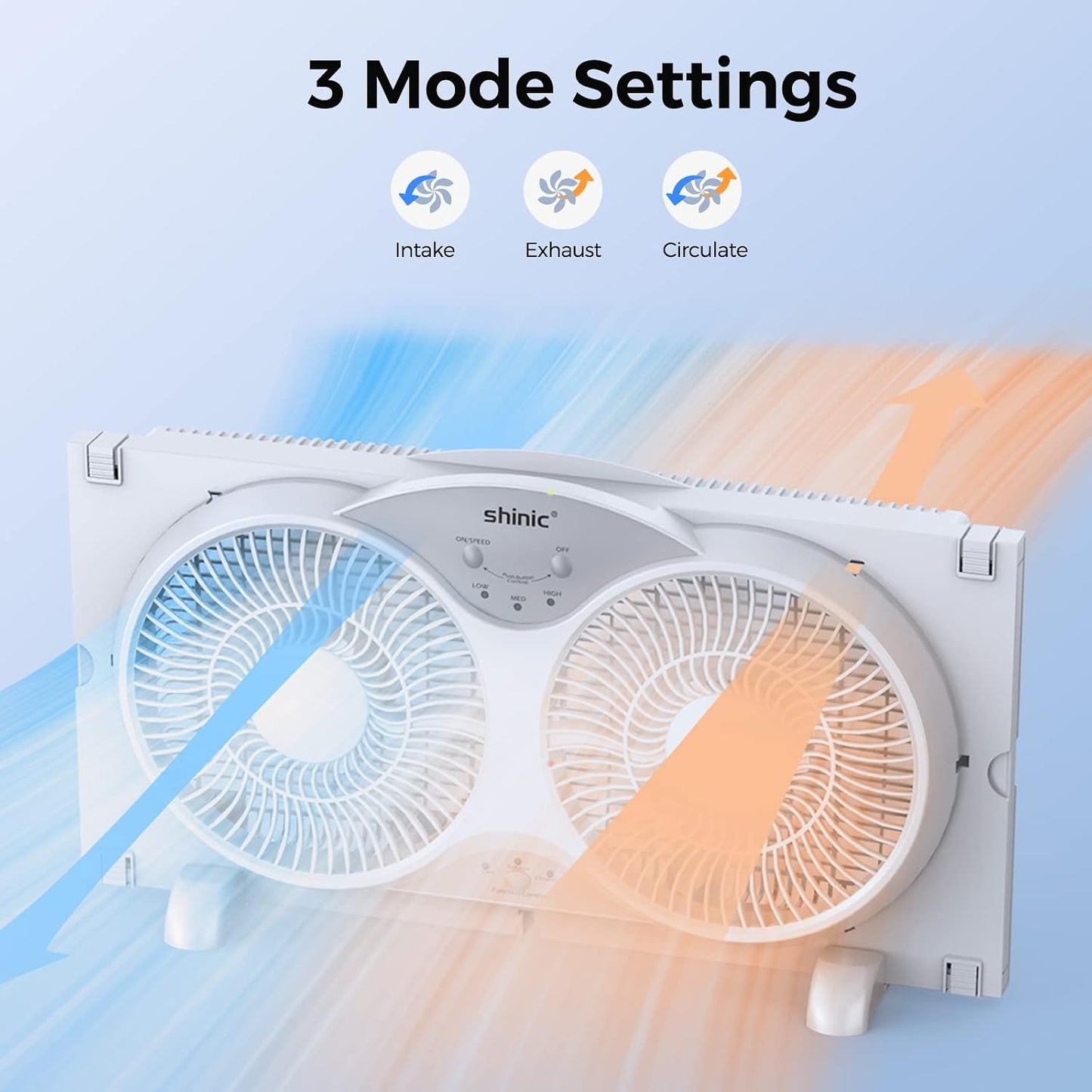 shinic 2026 9 Inch Twin Window Fan – Quiet, Reversible Airflow, with Removable Cover and Bug Screen, 3 Speeds, Adjustable Width 23.5"-37", ETL Certified for Bathroom/Kitchen, ETL Certified