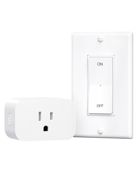DEWENWILS Remote Control Outlet, Decorator Rocker Wall Switch | 1 Magnetic Remote & 1 Outlet, 100FT Range, No Wiring, 15A/1875W/125V/60Hz, Programmable for Lamps, Fans, Household Appliance
