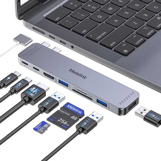 USB C Hub Adapter for MacBook Pro/Air M5 M4 M3 M2 M1 2026-2018 13" 15" 16", Mac Multiport Adapter, 8 in 2 MacBook Accessories Dongle with HDMI 4K@60hz, Thunderbolt, USB C&A Data Ports, SD Card Reader