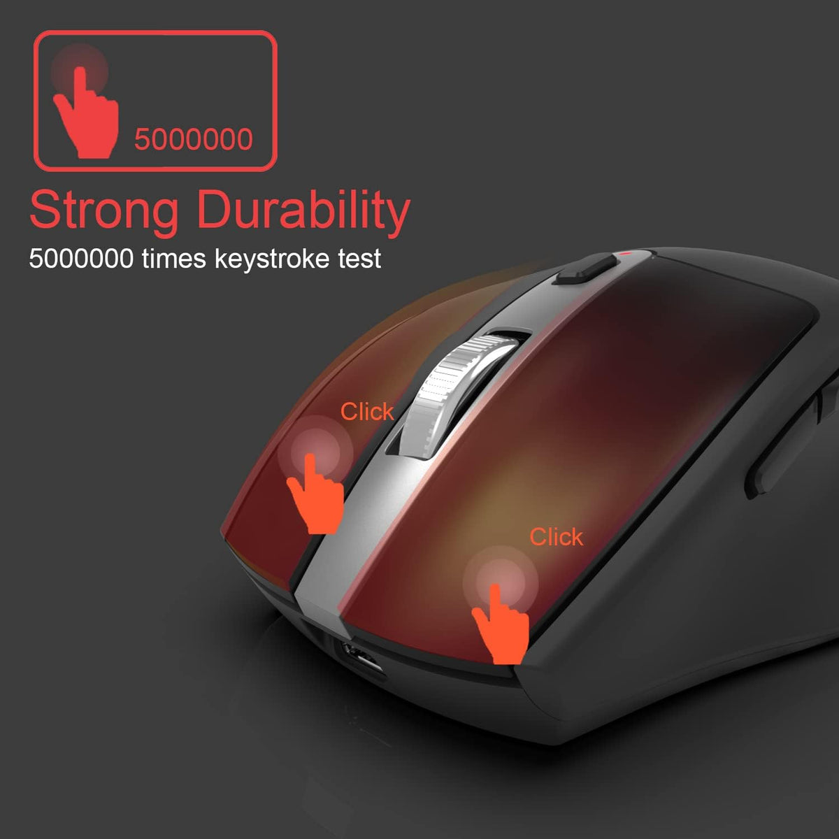 Arteck Wireless Mouse, 2.4G USB Wireless Ergonomic Optical Mouse, with Nano USB Receiver Silent Clicking Side Switch Buttons for Computer/Desktop/PC/Laptop and Windows 11/10 Rechargeable Battery