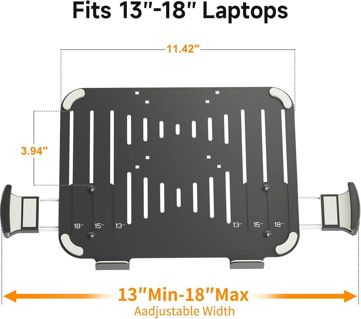 suptek Adjustable 13 to 18 inch Laptop VESA Arm Mount Tray for Monitor Arms and Stands (Tray Only),Fits 75x75/ 100x100 mm VESA Mount Holes,and Supports Weight up to 10lbs,Black(TP007)