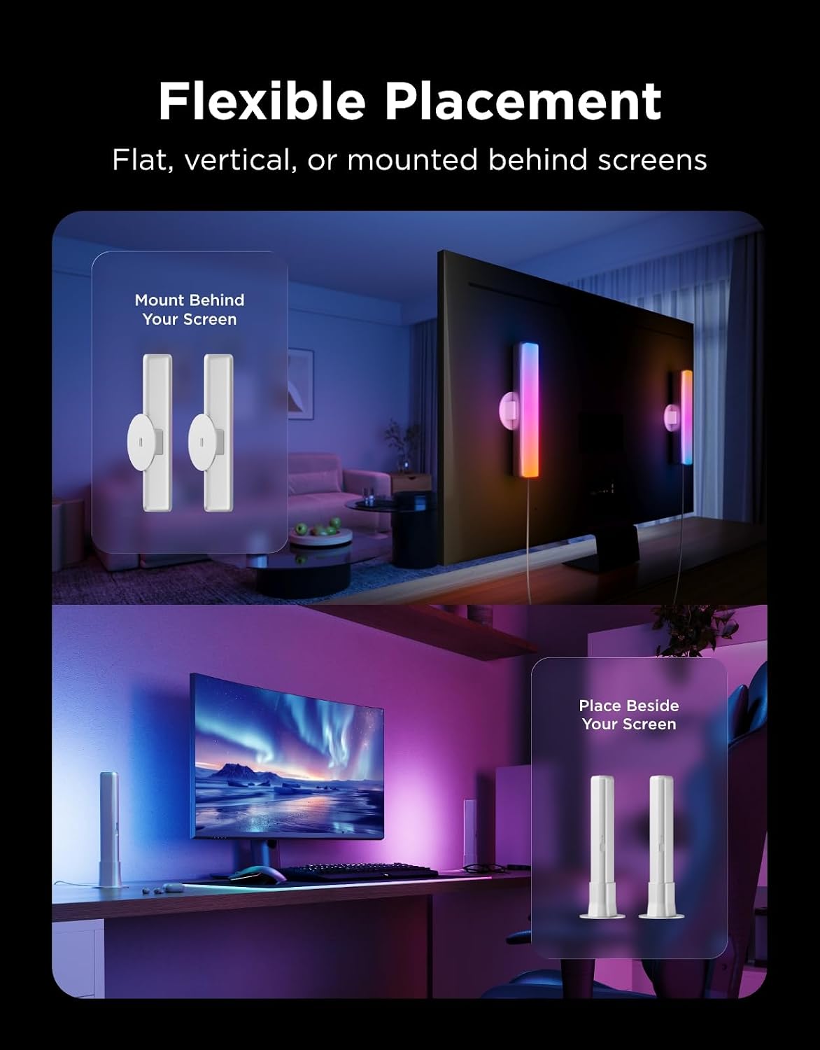 Govee Smart Light Bar, RGBICWW TV Lights for Living Room, Gaming, Silver