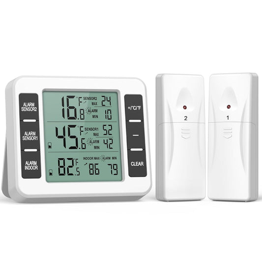 AMIR Refrigerator Thermometer, Wireless Indoor Outdoor Freezer Thermometer
