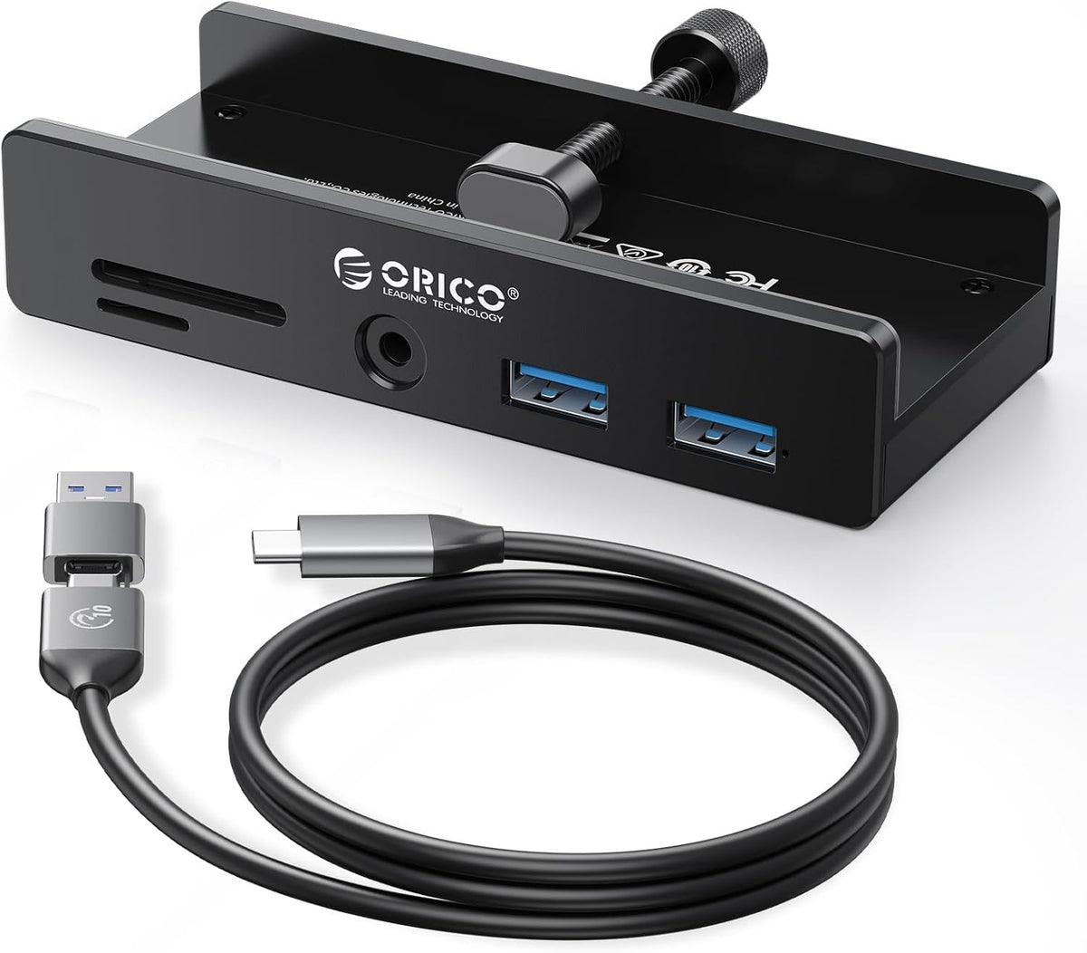 ORICO USB Hub 3.0, 5 Ports Clamp USB Hub with Extra Power Port