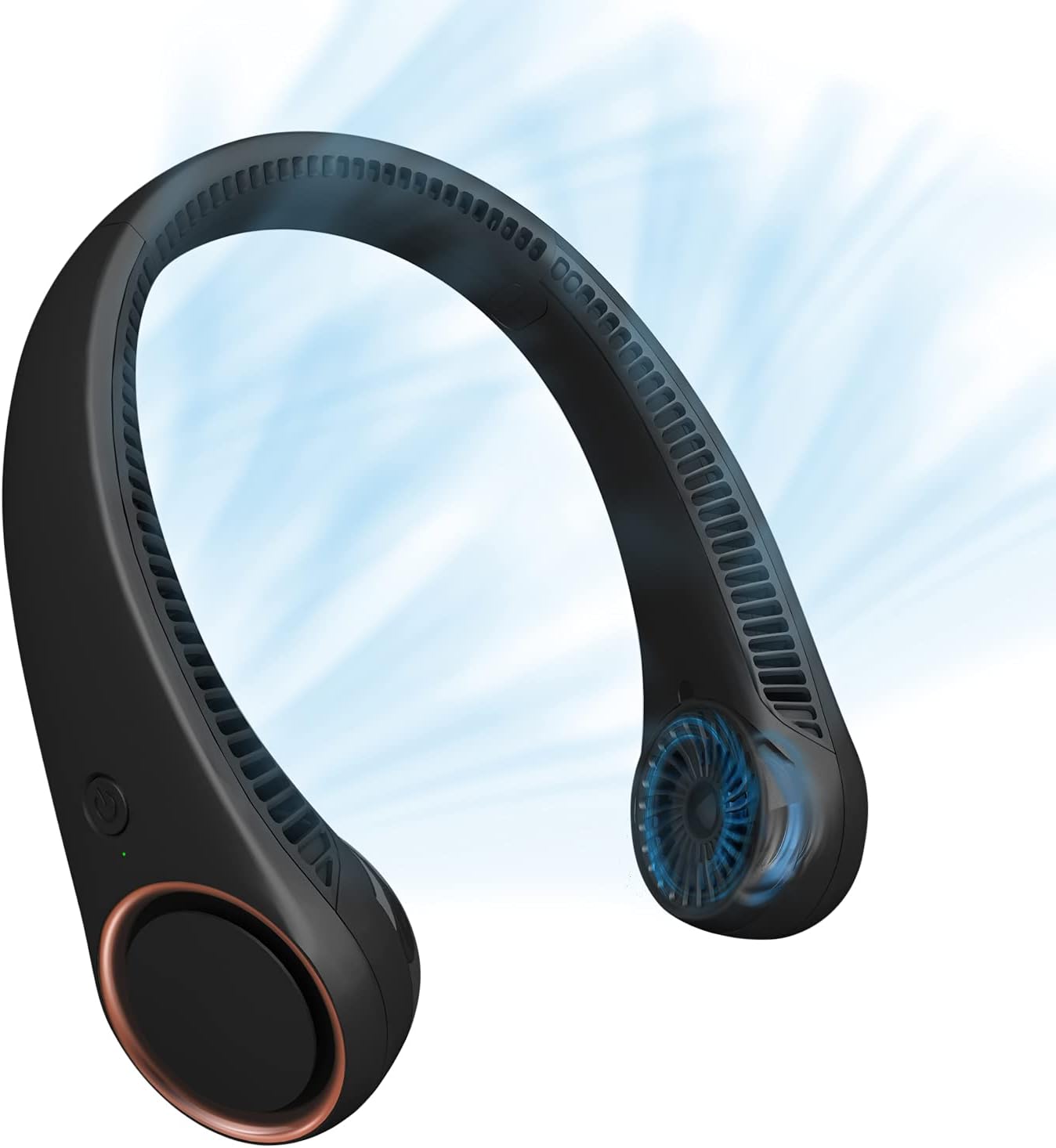 CIVPOWER Neck Fan: Portable Personal Neck Cooling Rechargeable Bladeless Fan - Hands Free 3 Speed 4000 mAh Battery USB Operated Wearable Headphone Design - Gift for Men Women Outdoor (Black)