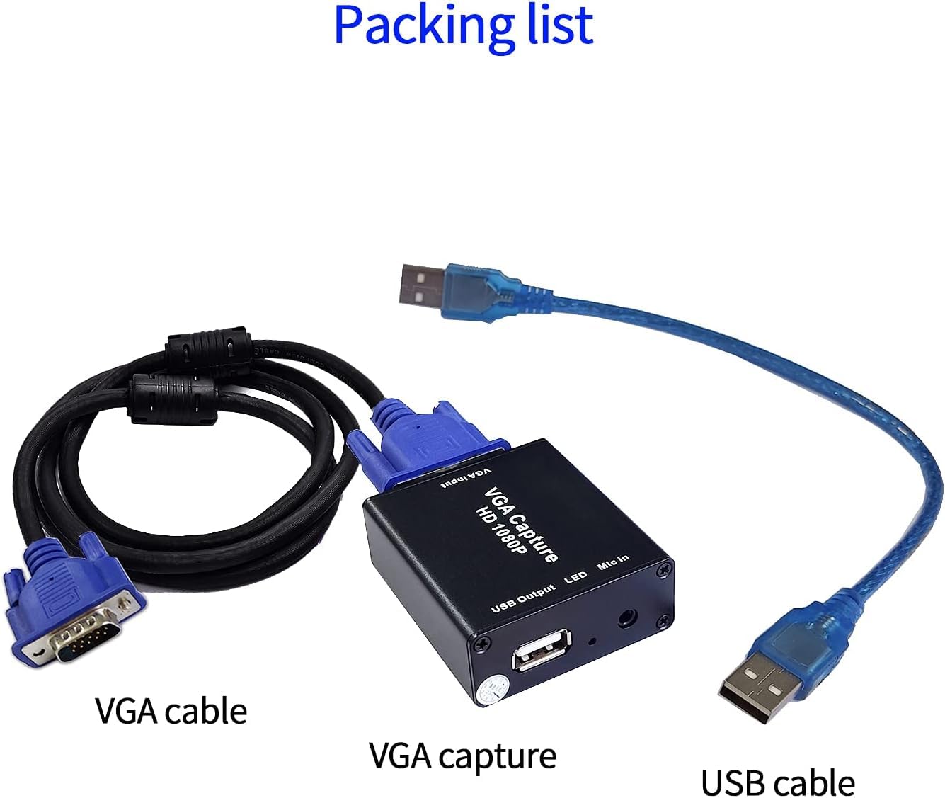 Video Coverter VGA Capture Card,VGA to USB2.0 Converter,Audio and Video Capture Device,Plug-and-Play,USB Drive-Free HD 1080P Video Capture Tool for Windows,Linux and Android
