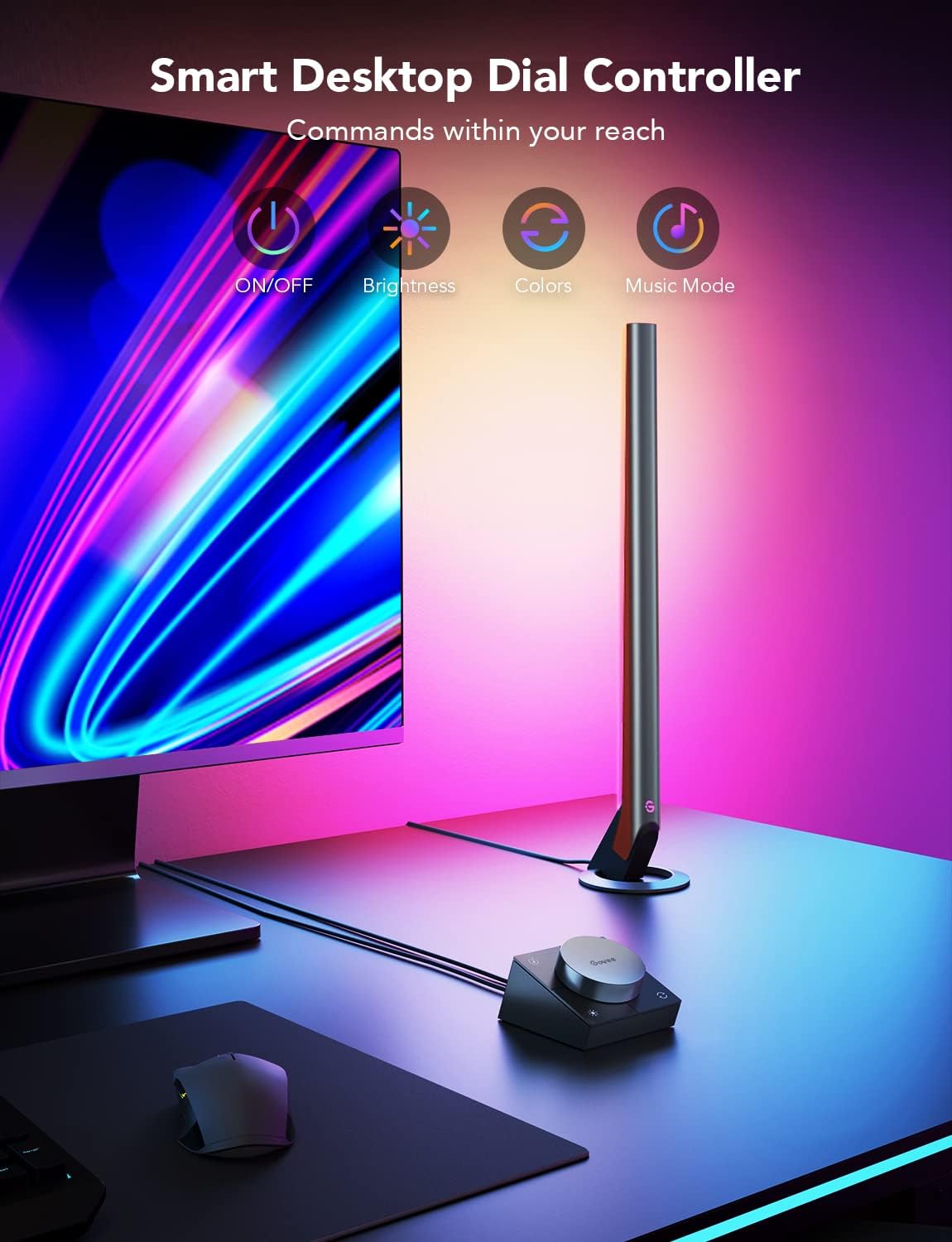 Govee RGBIC Gaming Light Bars H6047 with Smart Controller, Wi-Fi Smart LED | Gaming Lights with Music Modes and 60+ Scene Modes Built, Works with Alexa & Google Assistant, New Year Lights Decor
