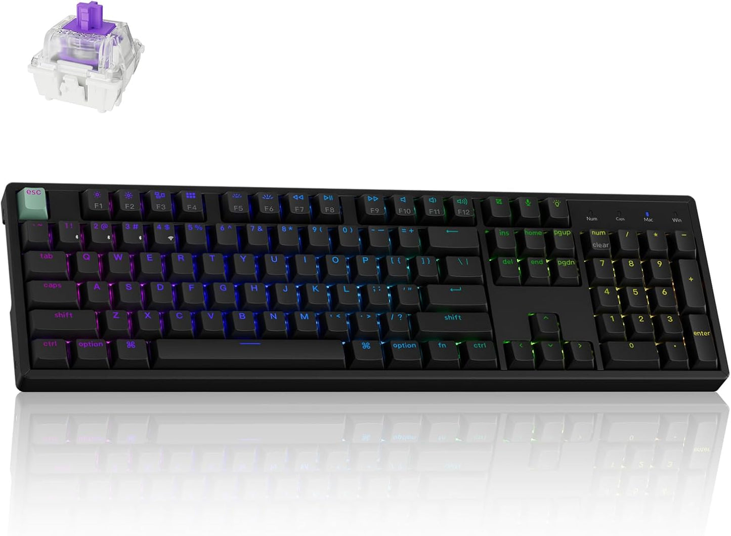 Keychron K10 HE Rapid Trigger Gaming Keyboard Wireless, Hall Effect Magnetic Switch Hot Swappable, 2.4 GHz/Bluetooth/Wired Adjustable Actuation, Full-Size Custom RGB for Mac Windows Linux
