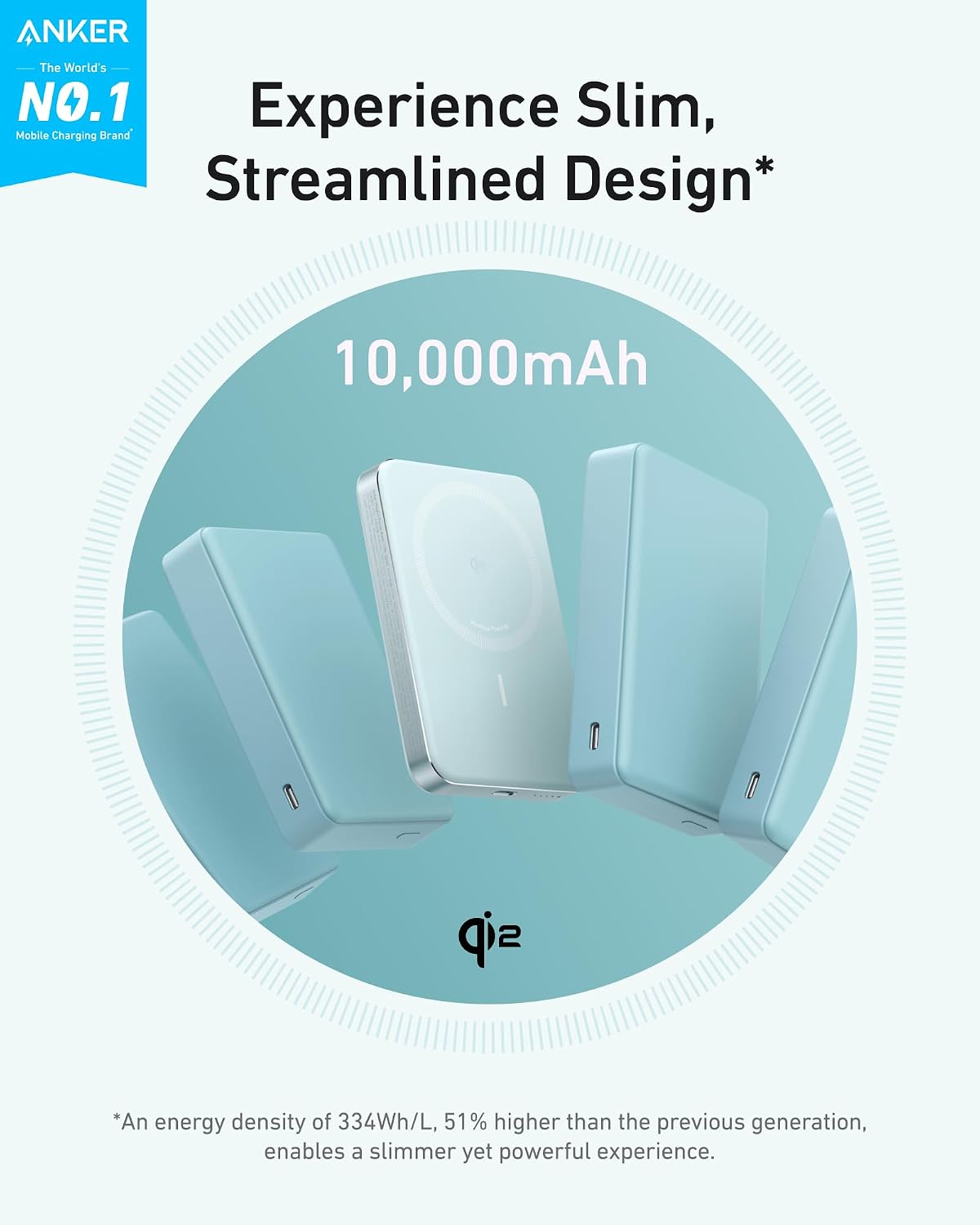 Anker MagGo Power Bank, 10,000mAh Qi2-Certified 15W Portable Charger | Portable, MagSafe compatible, ergonomic design, for iPhone 15/16/17 series, AirPods and more