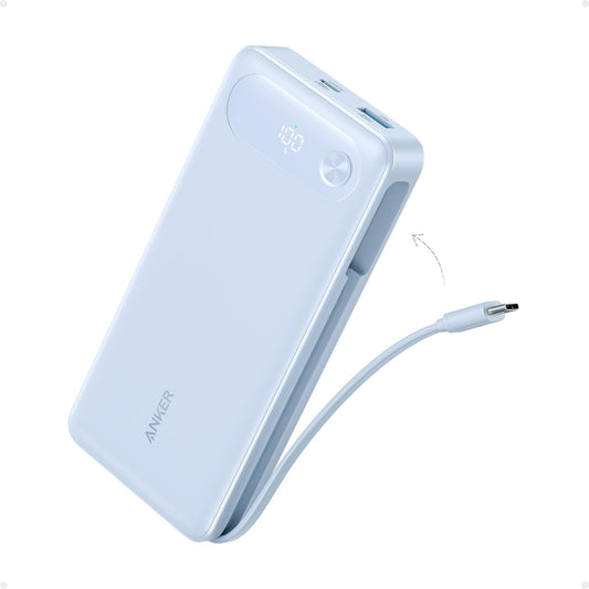 Anker Power Bank, 20,000mAh Travel Essential, Built-in USB-C Cable | 3-Port 87W Max Fast Charging Battery Pack, for MacBook, iPhone 16 / 15 Series, Samsung, Switch, and More