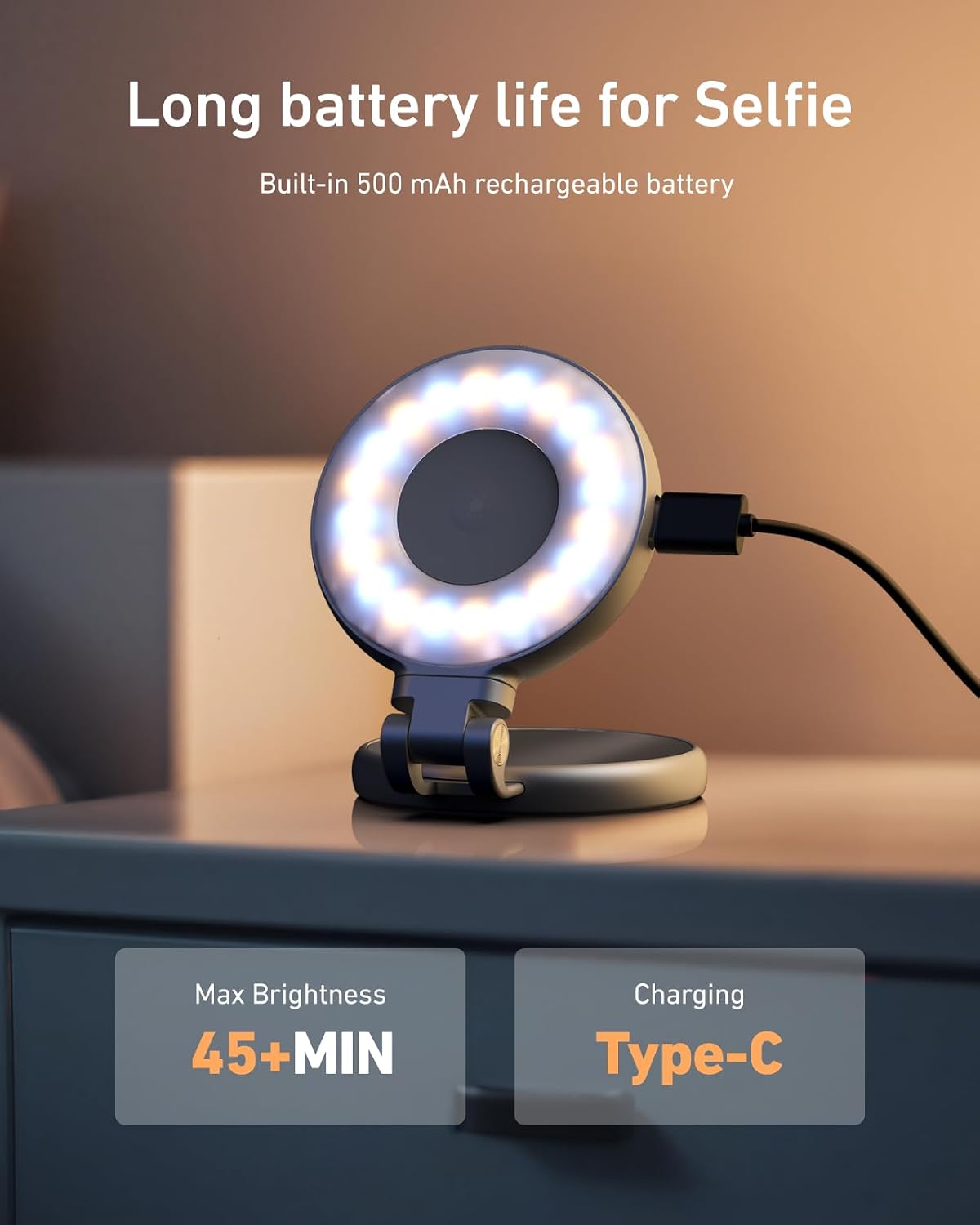 TELESIN C03 Magnetic Selfie Light, Phone Light for iPhone Magsafe | CRI97 360° LED Selfie Ring Fill Light with Mirror for Selfies/Photography/TikTok/Zoom Calls/Video Conference/YouTube
