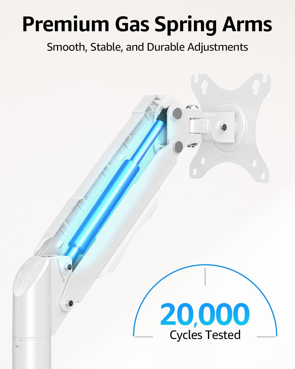 MOUNTUP Dual Monitor Stand for Desk, Monitor Arms for 2 Monitors Max 32 Inches, Height Adjustable Double Monitor Mount, VESA Mount with C-Clamp & Grommet Base, Holds 4.4-17.6lbs, White