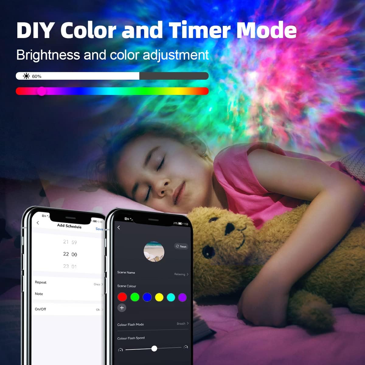 Galaxy Projector for Bedroom,Star Projector Galaxy Light,Northern Lights Projector,Ceiling Starlight Projector,Nebula Lamp,Smart APP&Voice Control,Aurora LED Night Light Projector for Kids Room White