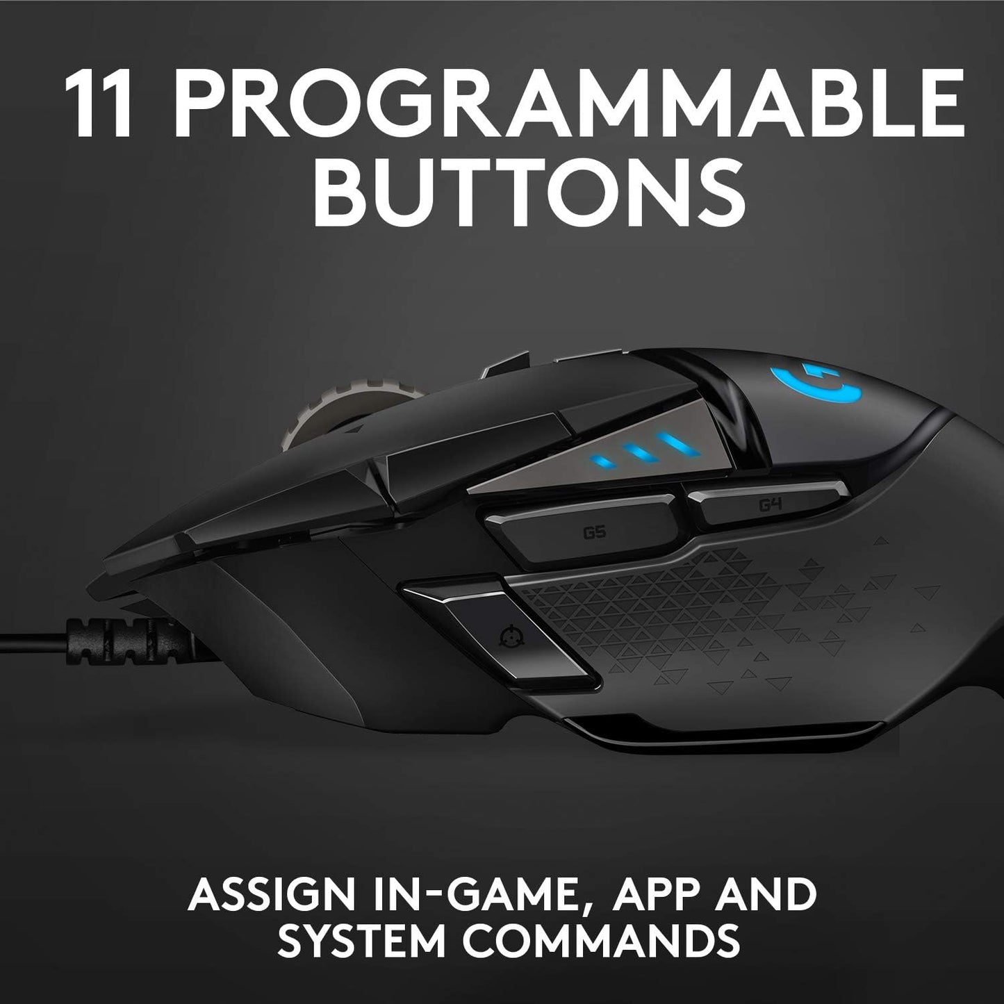 Logitech G502 Hero Wired Gaming Mouse - Black | High performance, 25,600 DPI, RGB, adjustable weights, 11 programmable buttons, on-board memory, PC/Mac