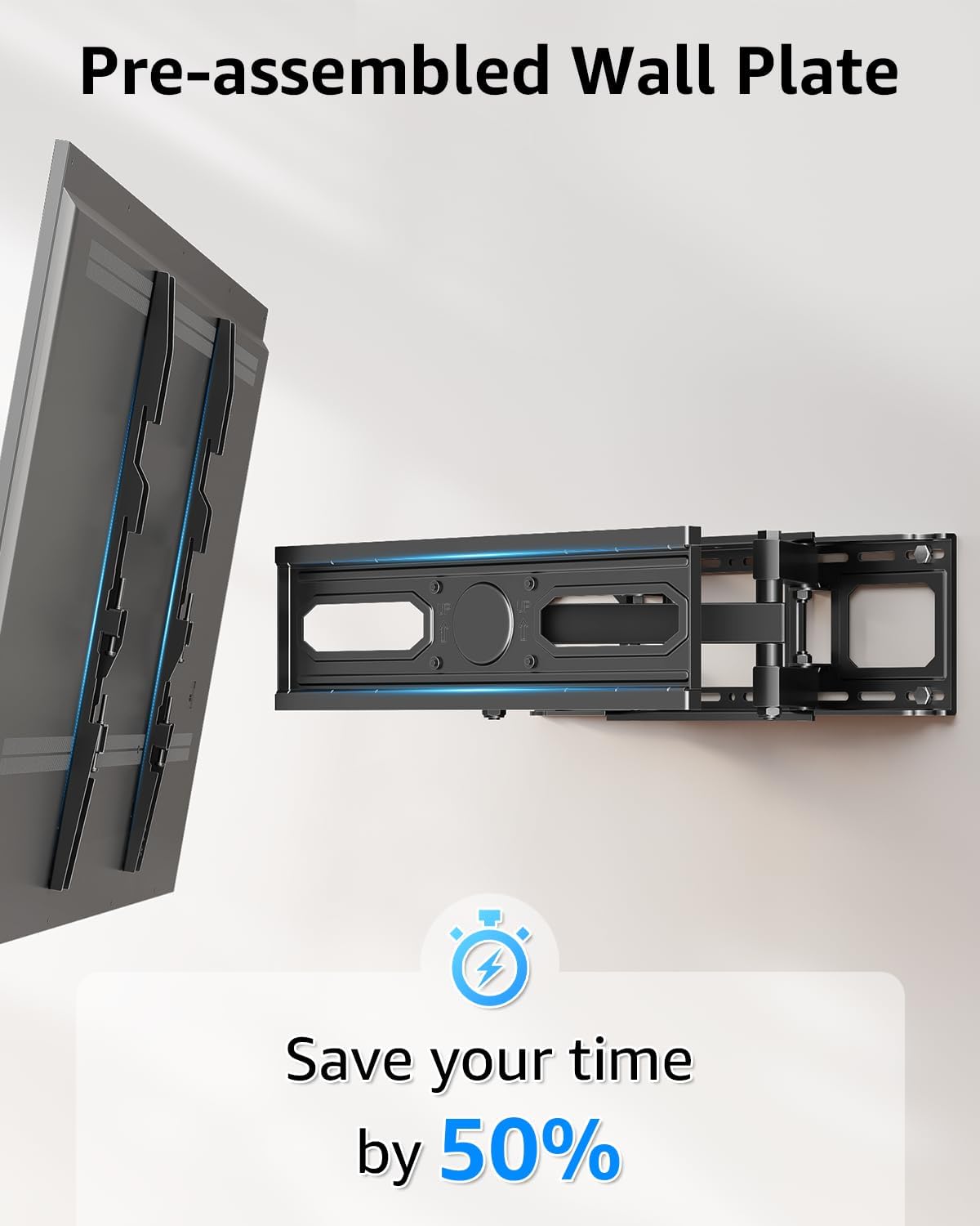 EconoMe TV Wall Mount for Most 32-65 inch Flat Screen/LED/4K TVs, TV Mount with Swivel and Tilt Articulating Dual Arms, Full Motion Wall Mount up to 16” Stud, Max VESA 400X400mm, up to 99lbs