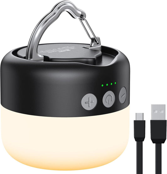 ZMNT LED Camping Lantern Rechargeable 1000LM, Up to 300H Running Time Camping Tent Light, 6700mAh Emergency Hanging Light for Hurricane, Power Outages, Home, Hiking, Water-Resistant, Black