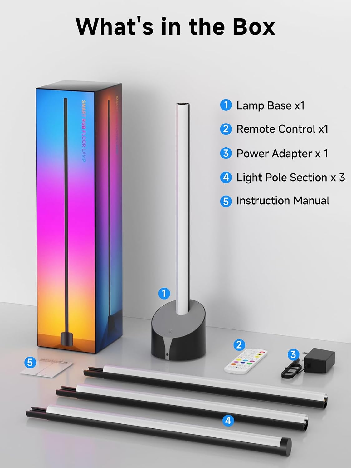 Corner Floor Lamp, Corner Lamp with App & Remote Control, Smart RGBIC Corner Light with 16 Million Colors & 68+ Scene, Music Sync, Timer Setting, Ambient Lighting for Living Room,Bedroom,Gaming Room