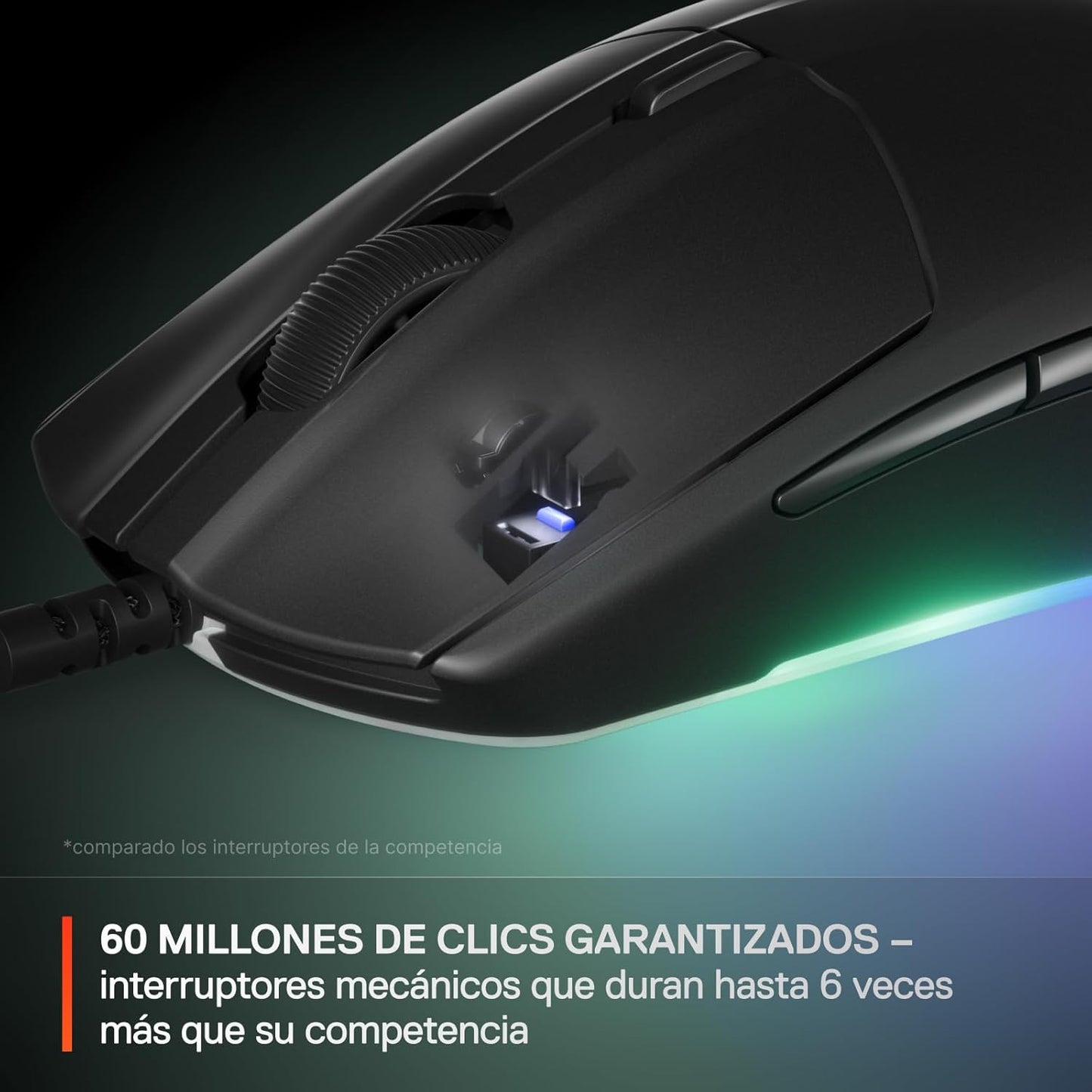 SteelSeries Rival 3 Gen 2 Gaming Mouse — 8500 DPI TrueMove Core Optical Sensor — 60 Million Click Durability — Low Latency — 77g Lightweight — 100% PTFE Feet — RGB — Black