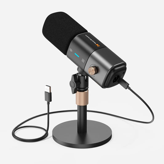 NearStream AM25X Gen3 USB/XLR Podcast Microphone for PC/Audio Mixer | Condenser Mic with Desk Stand for Stream/Podcast, USB-C Noise Canceling, Volume, Headphone Jack, Mute, XLR for Audio Mixers