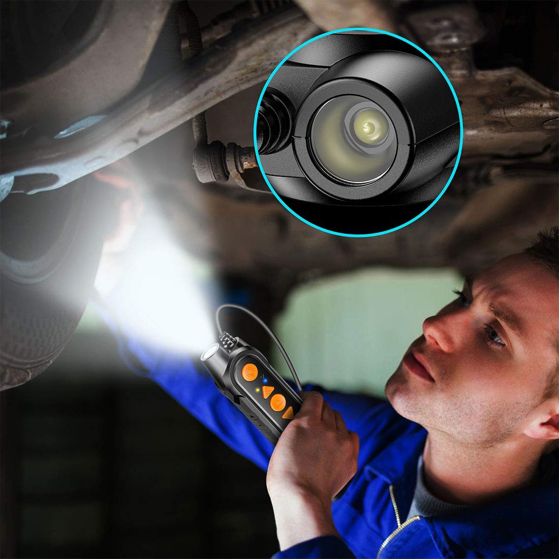Dual Lens Endoscope with Light, 5.0mm Slim Snake Inspection Camera | 1080P HD Borescope for Android & iOS Tablet, IP67 Waterproof, 5FT Cable, Photo & Video, for Engine Wall Vents Automotive Tool