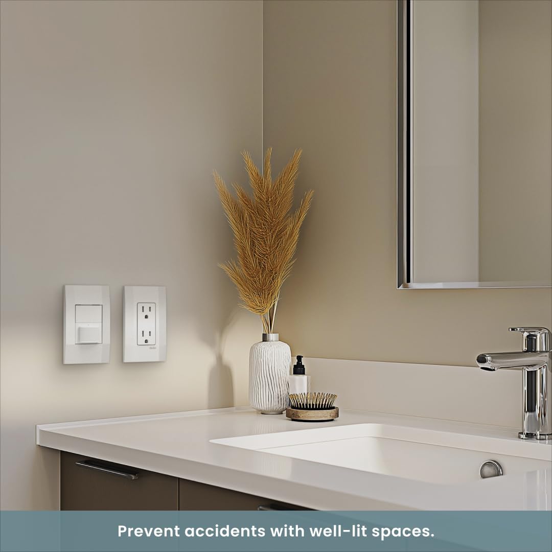 Simple Motion Sensor Switch by Deako, Automatic Timer, Occupancy and Vacancy Modes, Auto On and Off, Single Pole, Neutral Wire Required, White