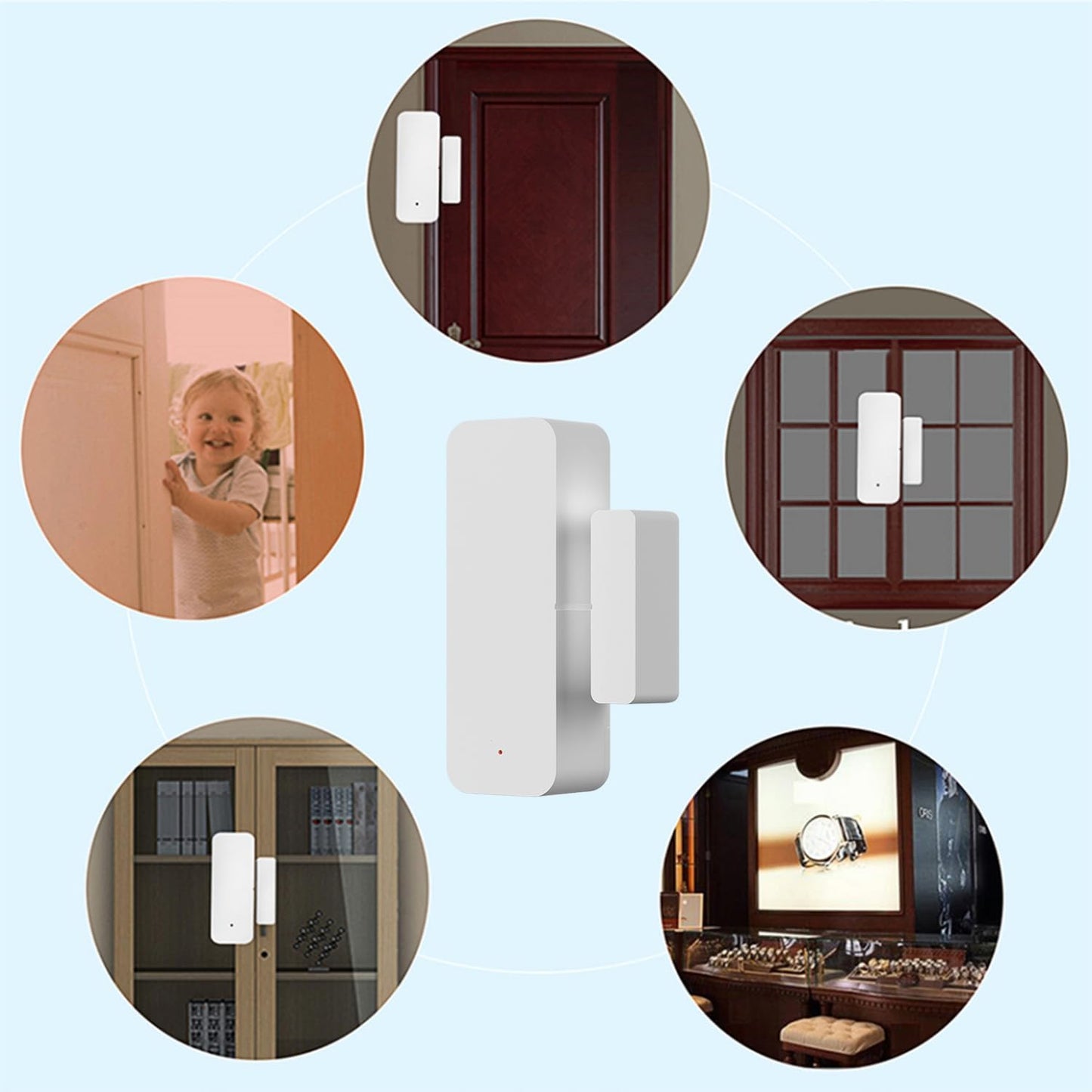 WiFi Door Sensor Window Detector: Smart Window Contact Sensor, Wireless Magnetic Door Open Detector with Free Notification Alerts, Compatible with Alexa Google Assistant (1-Pack)