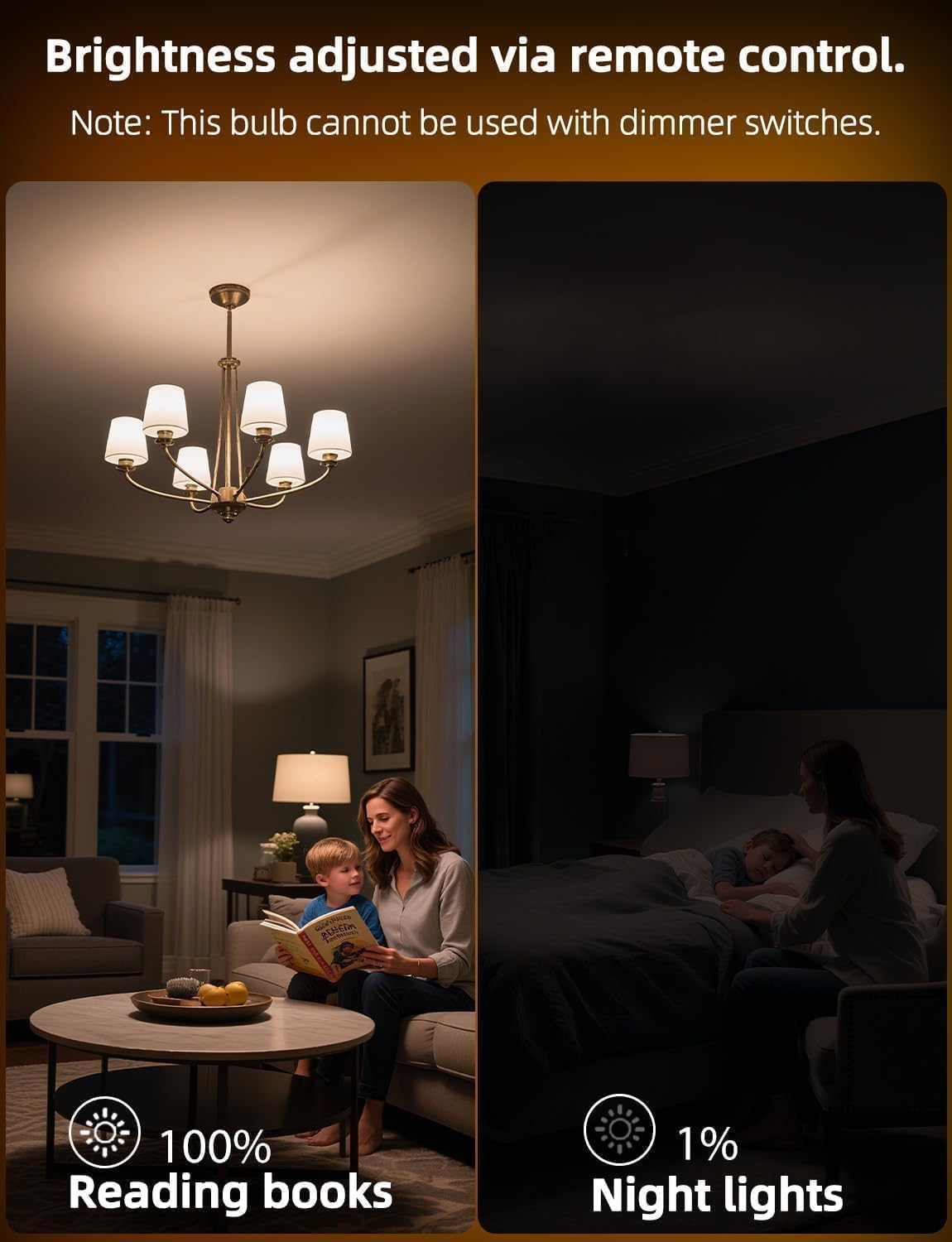 HEKEE E12 Candelabra Light Bulbs, 120V Color Changing Bulb with Remote, Plug-in Only, E12 Base, 12 RGB+2700K Warm White, 40W Equiv (5W), 450LM, Timer, 2 Modes, for Chandelier/Ceiling Fan, 4 Pack