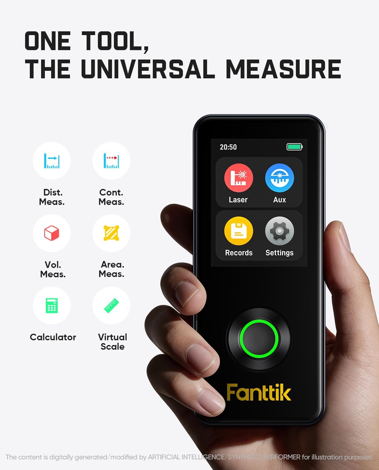 Fanttik Neo A11 Pro Laser Measure, Touch Screen, Angle Sensor, Bubble Level | 165Ft Laser Measuring Tool, Color Display, Distance Area Volume Measuremen, Data Storage, Type-C Rechargeable for Home DIY