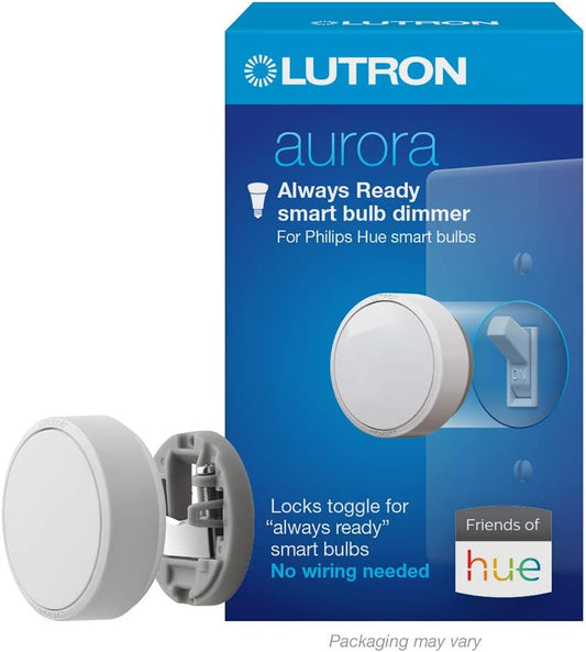Lutron Aurora Smart Bulb Dimmer Switch, for Philips Hue Smart Bulbs | No app required, maintains connection with Philips Hue smart bulbs, even if Wi-Fi goes down, Z3-1BRL-WH-L0, White