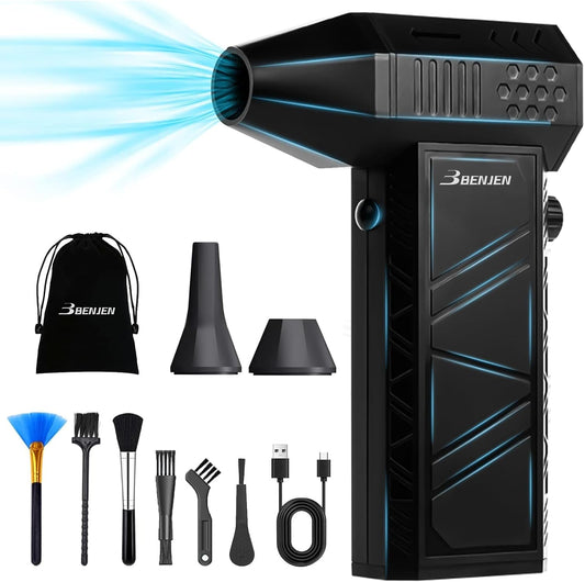 BENJEN Compressed Air Duster, 150000RPM, Turbo Blower, Electric | infinitely adjustable speed, Air Blower, Cordless, Rechargeable, Computer, Keyboard, House, Outdoor, Car, ideal gifts for men