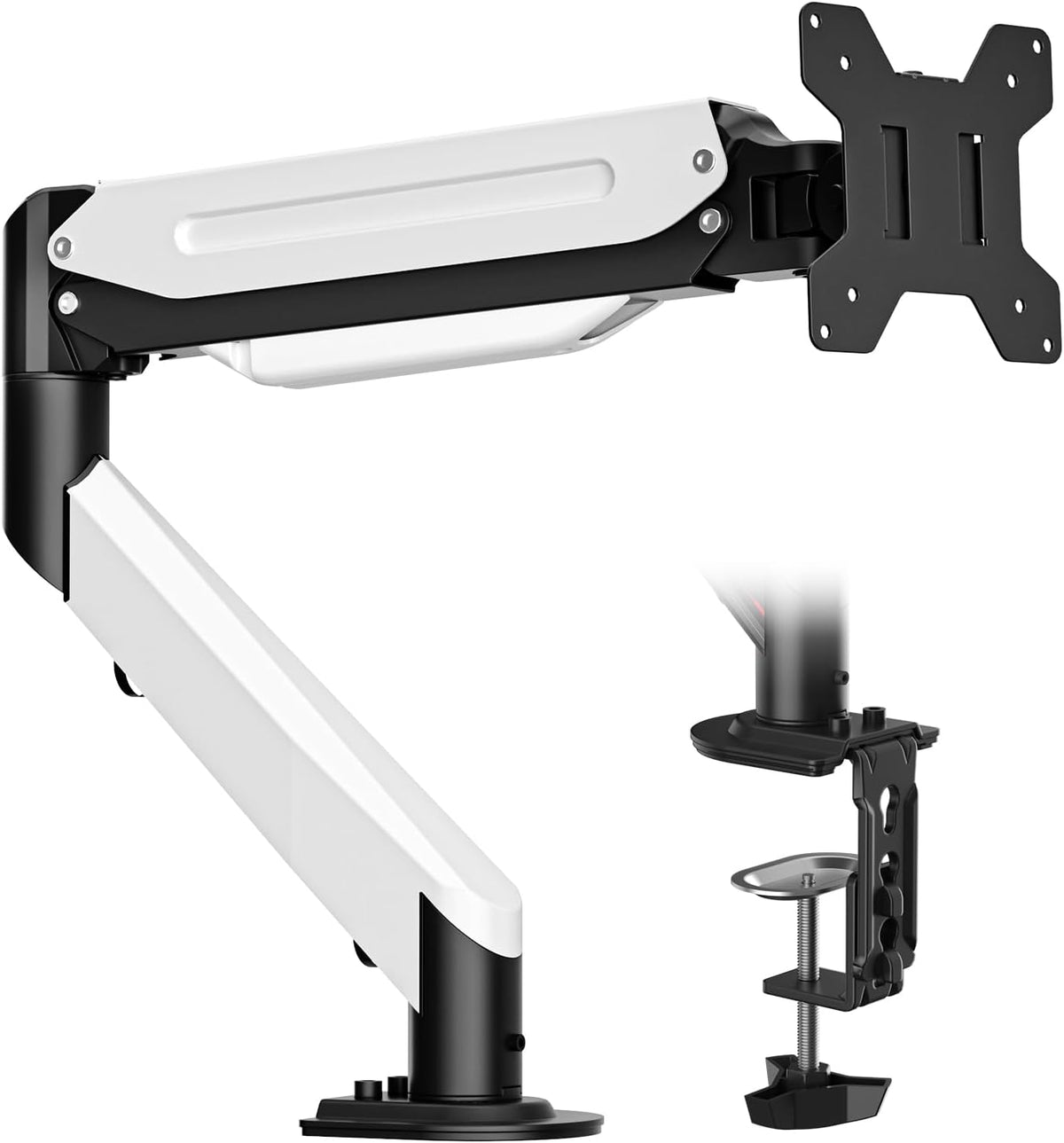 Suptek Monitor Mount Gas Spring Monitor Arm Desk Mount Fully Adjustable Fits 17 20 22 23 24 26 27 32 35 inch Monitors Weight Capacity up to 24.25 lbs, Pink
