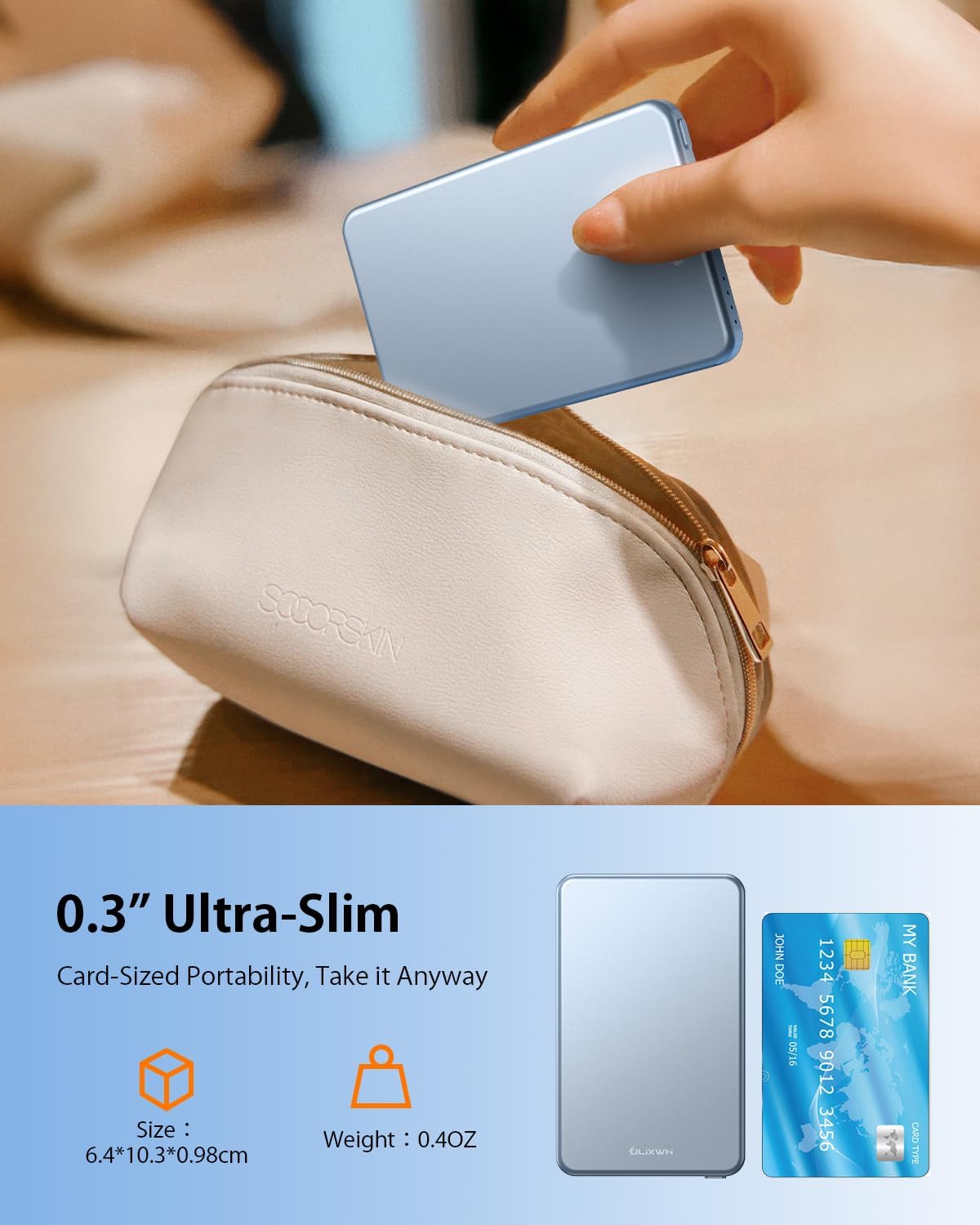 [0.3" Ultra Slim] [Alloy-Made] ULiXWH for Magsafe Portable Charger iPhone | 2026 Upgrade Fast Charging 5000mAh Magnetic Power Bank, Wireless Battery Pack for iPhone 17 Air 16 15 Pro Max 14 13, Blue