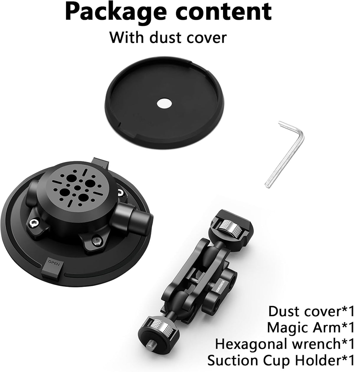 Camera Suction Cup Mount with Ball Head Magic Arm,4.5" Metal Vacuum Suction Cup Mount Car Windshield Dash Mount for Action Camera/Phone Holders with 1/4",1/8" Holes(Black)