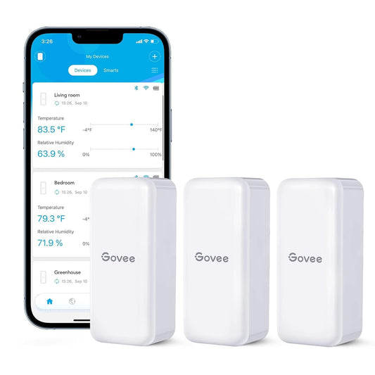 Govee Hygrometer Thermometer 3 Pack H5100, Mini Bluetooth Humidity Sensor