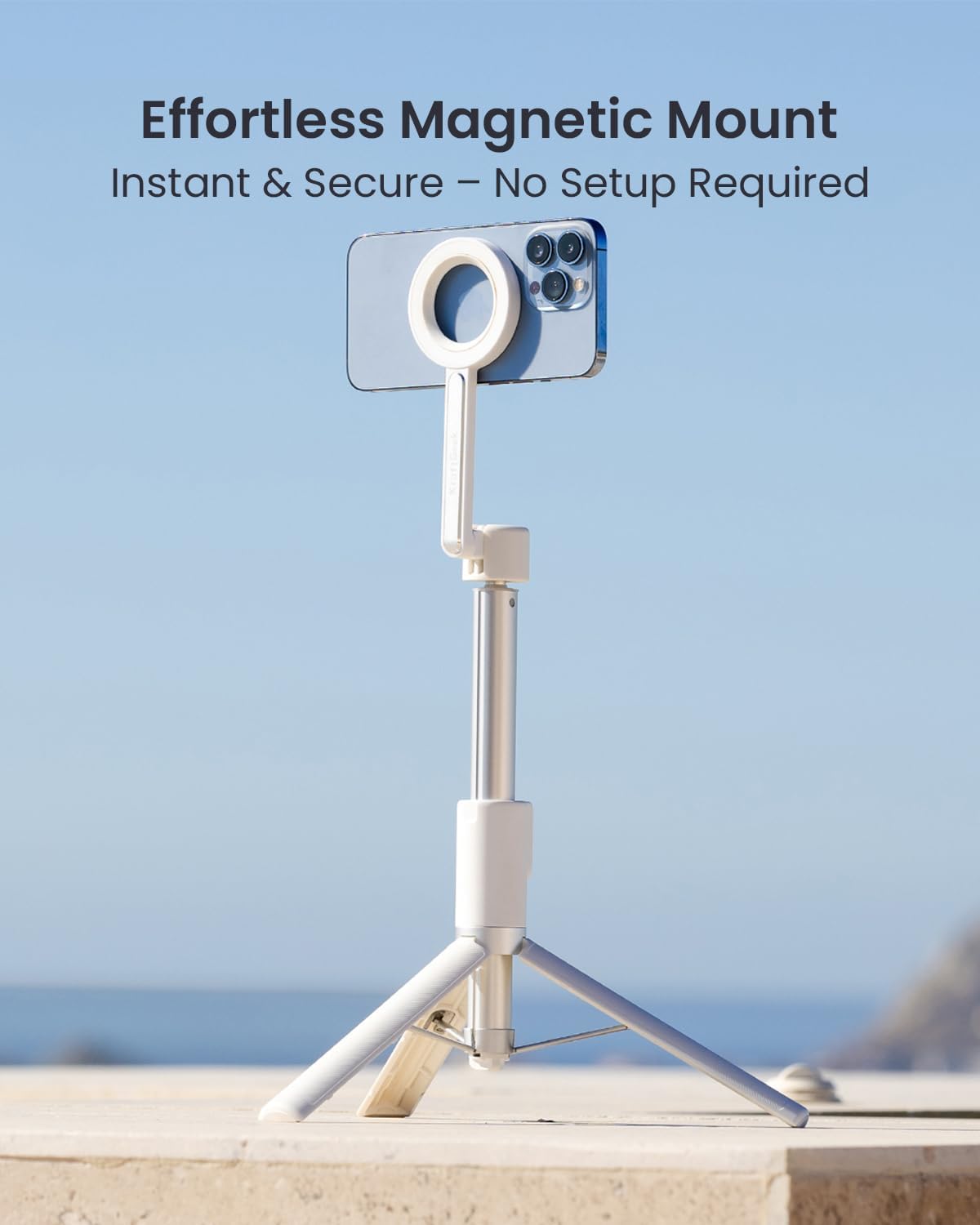 KraftGeek Magnetic Phone Tripod for iPhone, 64" Selfie Stick for Magsafe | N52 Magnetic Mount, Reinforced Aluminum, Portable Cell Phone Tripod Stand with Remote for Travel, Vlogging & Video Recording