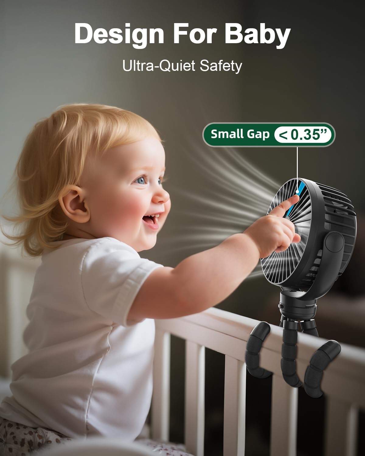 FRIZCOL Portable Stroller Fan, Use As Power Bank, 65H 12000mAh Battery Operated Fan Flexible Tripod Baby Car Seat Fans with Timming, Personal Mini Handheld/Desk/Small Clip On Fans For Stroller