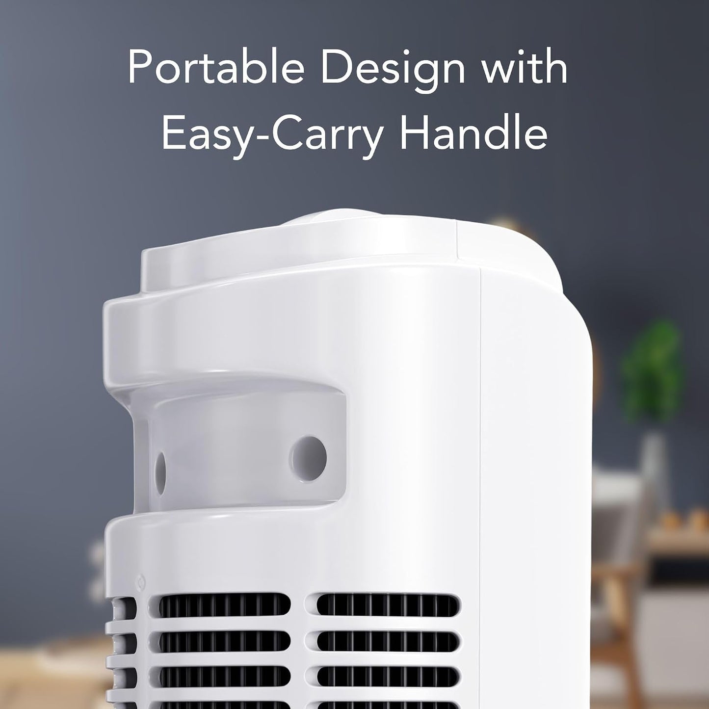 Comfort Zone 32-Inch Oscillating Tower Fan – Ultra-Slim Bladeless Design with 3 Speeds, 90° Wide Oscillation & Built-in Carry Handle – Quiet Portable Standing Fan for Bedroom, Home, or Office, White