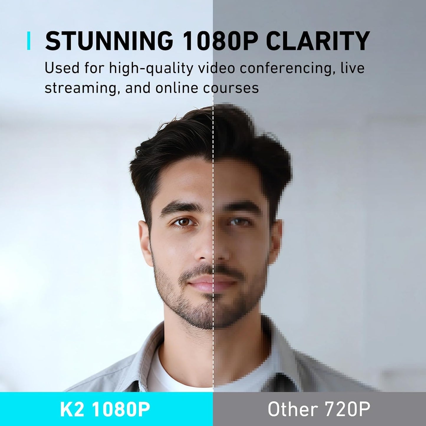 1080P Webcam with Microphone, Full HD Web Camera with RGB Light for Pc, Light Correction and Noise Cancellation Streaming Webcam, USB Computer Camera with Privacy Cover ,Plug and Play PC Web Cam