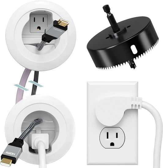 in Wall Cable Management Kit, Power & Low Voltage Wire Organizer with Hole Saw Drill for Easy TV Wall Mounting, TV Cord Hider for Wall & Clean Look