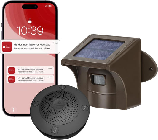 eMACROS Pro3 2.4G Wi-Fi Solar Driveway Alarm,1 Receiver+1 Sensor