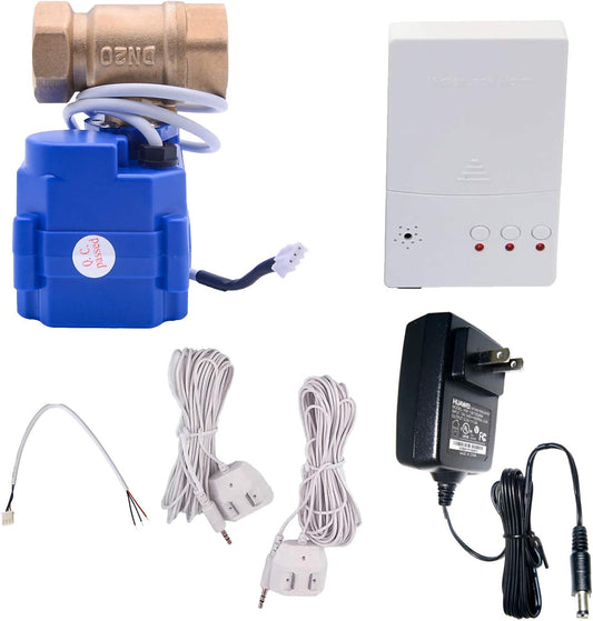 E-SDS Automatic Water Leak Detector with Shutoff Valve, Sounds Alarm | Water Leak Shut Off Valve System for Pipes 3/4 NPT, Flood Prevention for Laundry,Water Heaters and More