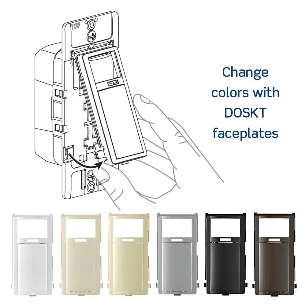 Leviton Decora Occupancy Motion Sensor in-Wall Switch, Auto-On or Manual-On, 15A, Single Pole, Multi-Way or Multi-Sensor, DOS15-1LZ, White with Ivory, Light Almond Faceplates