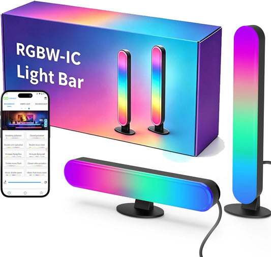 Smart Light Bars,RGB-IC Desk Light for Gaming Setup,Iron Plate Base, 2-Pack