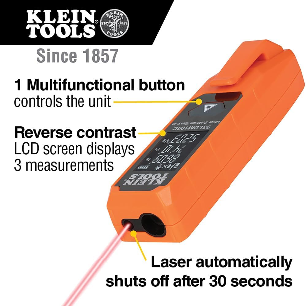Klein Tools Laser Distance Measure, Measures in Feet, Inches, Meters