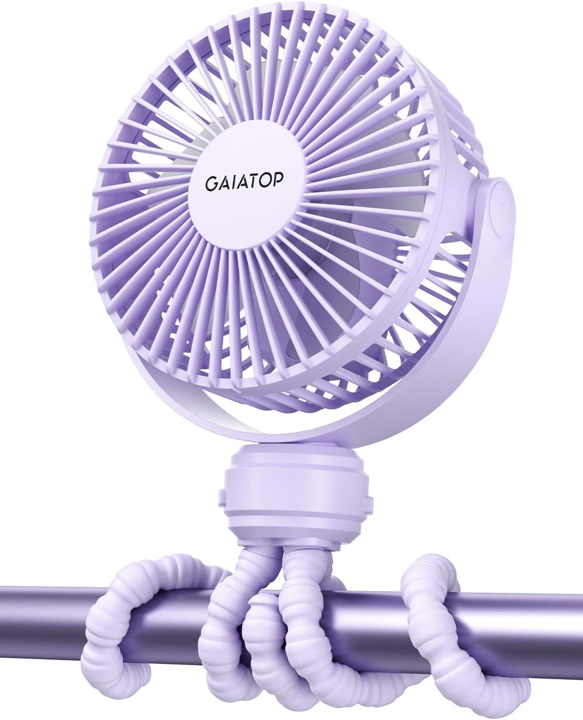 Gaiatop Mini Electric Fan with 360 Rotation, 5.5mm Gaps, Rechargeable Battery, 3 Speeds, Purple | 360° Rotate Flexible Tripod, Battery Operated Detachable, Cooling for Car Seat Crib Treadmill Travel Purple