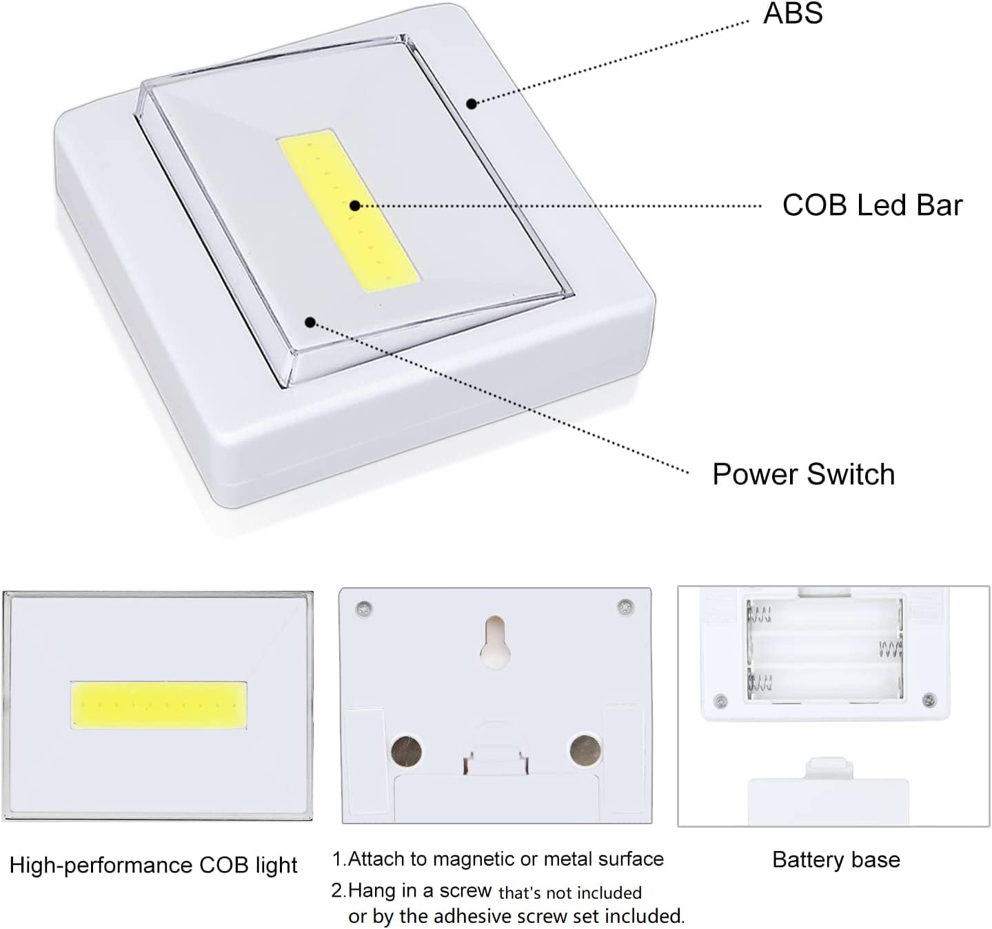 Closet Light Battery Operated Tap Light Stick Anywhere (4 Pack) | Super Bright, Stick on Light Switch Nightlight for Closet, Cabinet, Shed, Attic, Emergency